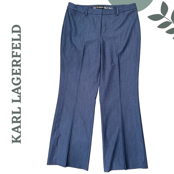 Karl Lagerfeld Paris Wide-Leg Dress Pants – Blue Chambray, Size 16 - Picture 1 of 6